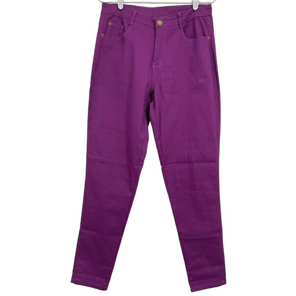 Unbranded Jeans Women's Purple Pants Size L (W30"xL30") High Rise Skinny Stretch - Picture 1 of 7